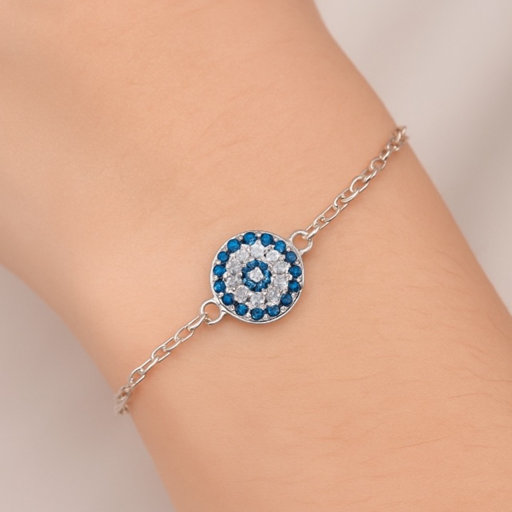 Antian accessories™ 925 Silver Evil Eye Bracelet Blue White Durable Design